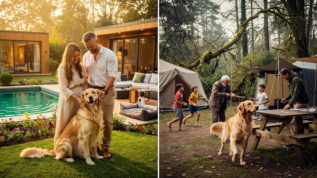 Differences in welcoming our dog Max at a 4-star luxury camping versus a rustic municipal campsite