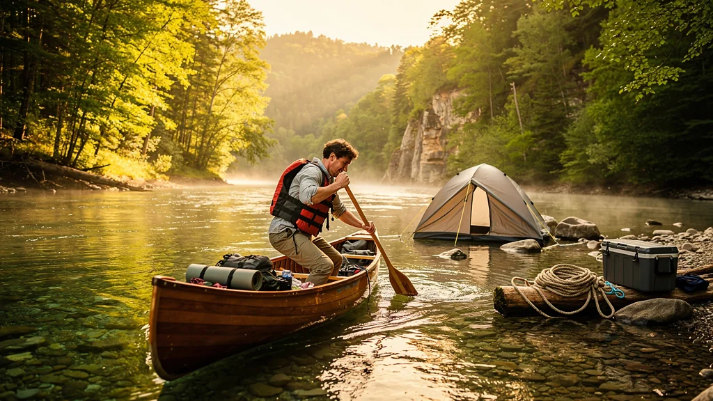 Première descente en canoë sur la Cure avec camping improvisé, aventure logistique inoubliable