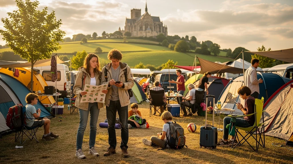 Campement surchargé à Vézelay un week-end de Pentecôte sans réservation, chaos et frustration visibles
