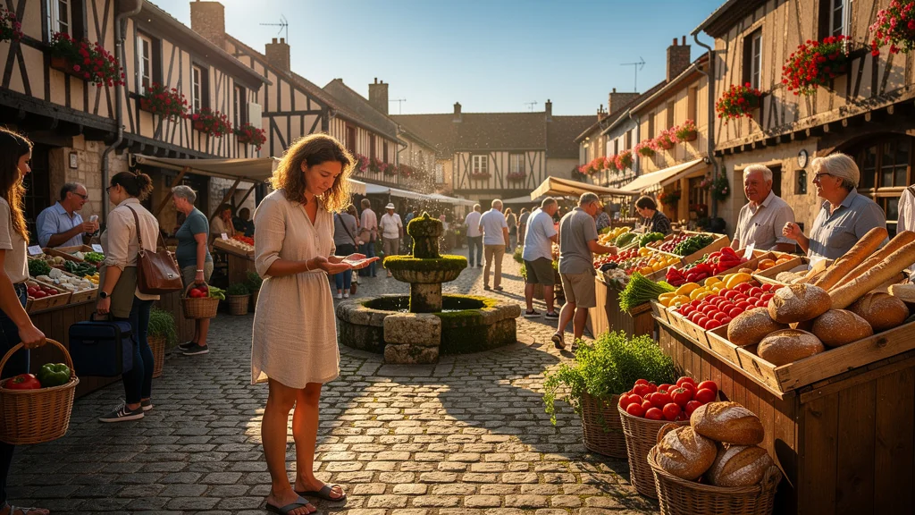 Marché de Saint-Florentin animé un matin, idéal pour composer ses repas en plein air