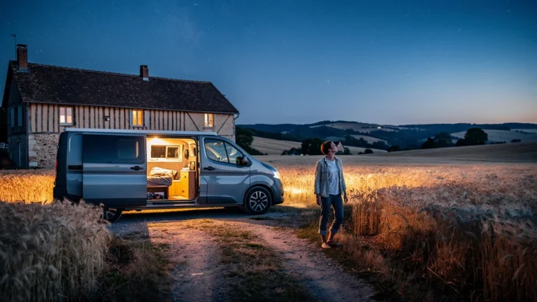 Première nuit à la ferme près de Toucy changeant les habitudes de van, ambiance rurale et cosy