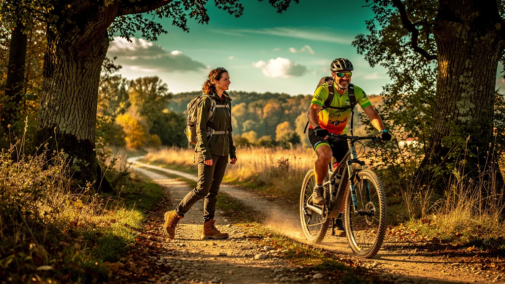 Sentier en Puisaye comparé à pied et à vélo, immersion nature entre randonnée et cyclisme